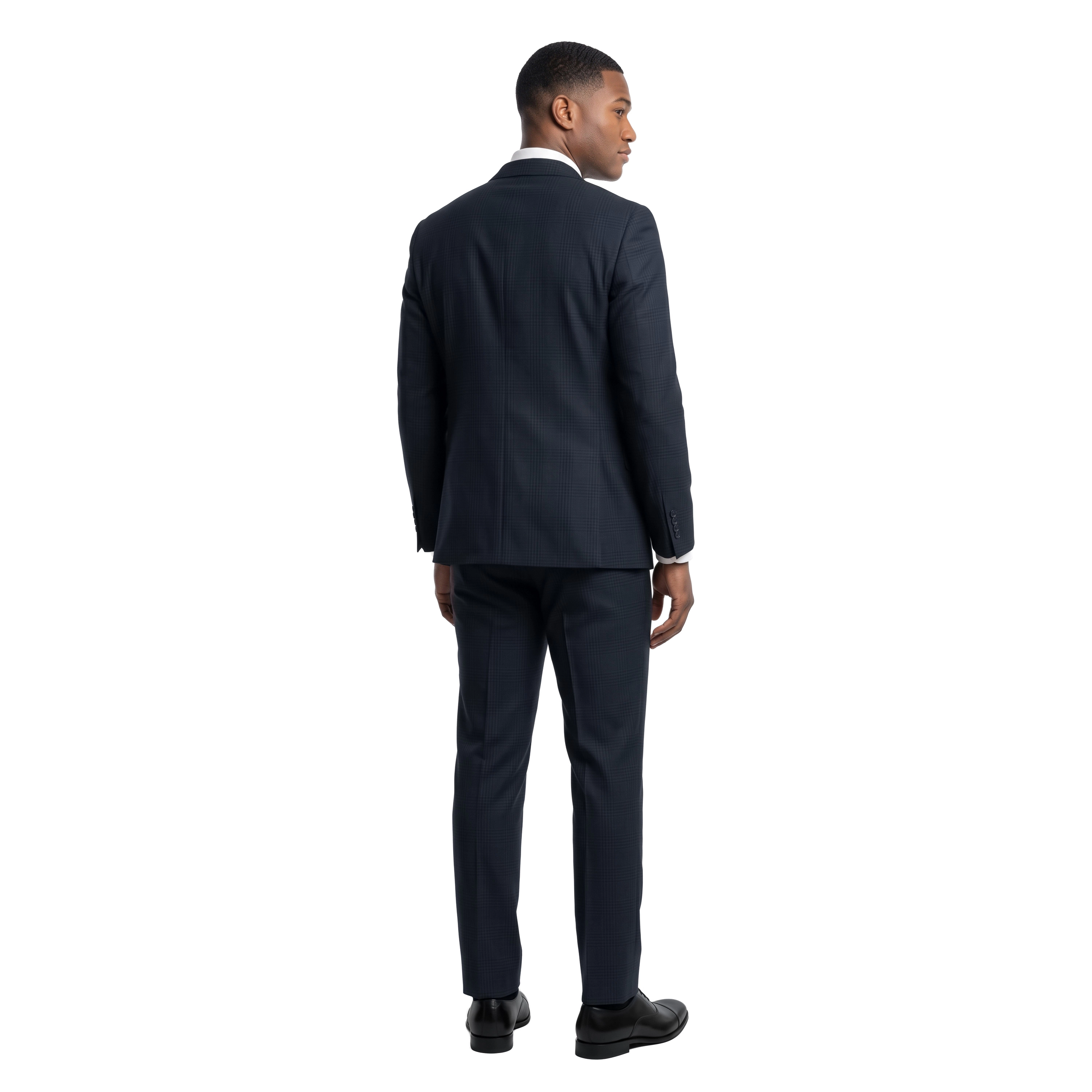 Tazzio Mens Slim Fit Tonal Gingham Glen Check 2 Piece Suit Set