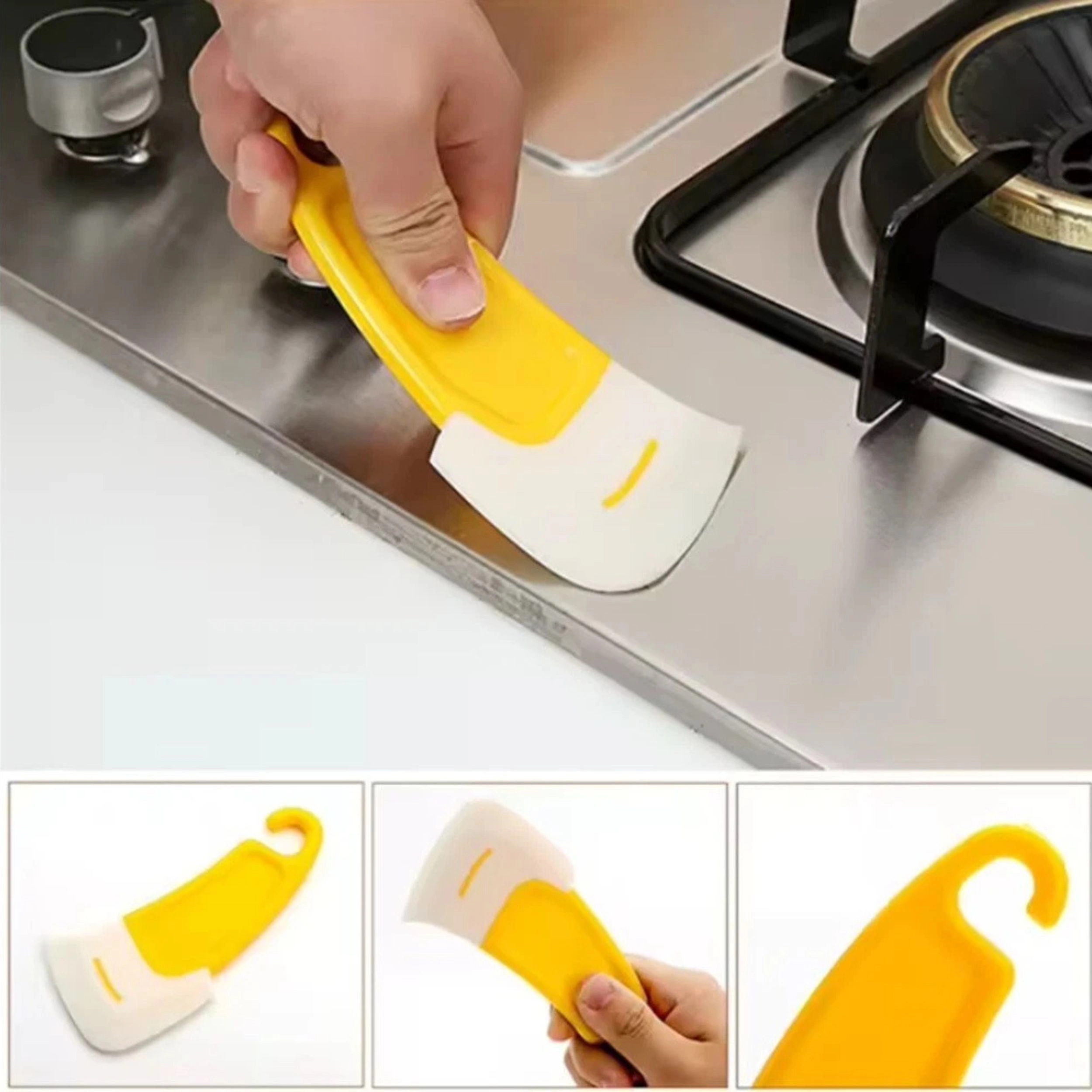Home Collection Pack of 2 Silicone Pot Scraper Non-Scratch Dish Cleaning Tool for Cookware