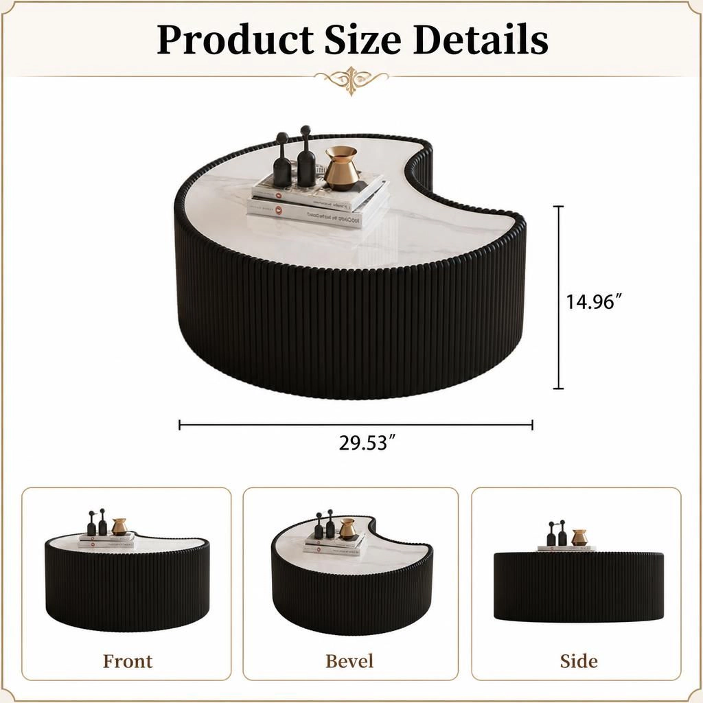 GOODSILO Sintered Stone Top Upholstered Coffee Table