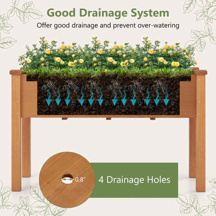 Hivvago Raised Garden Bed with Legs and Drainage Holes for Backyard-Brown