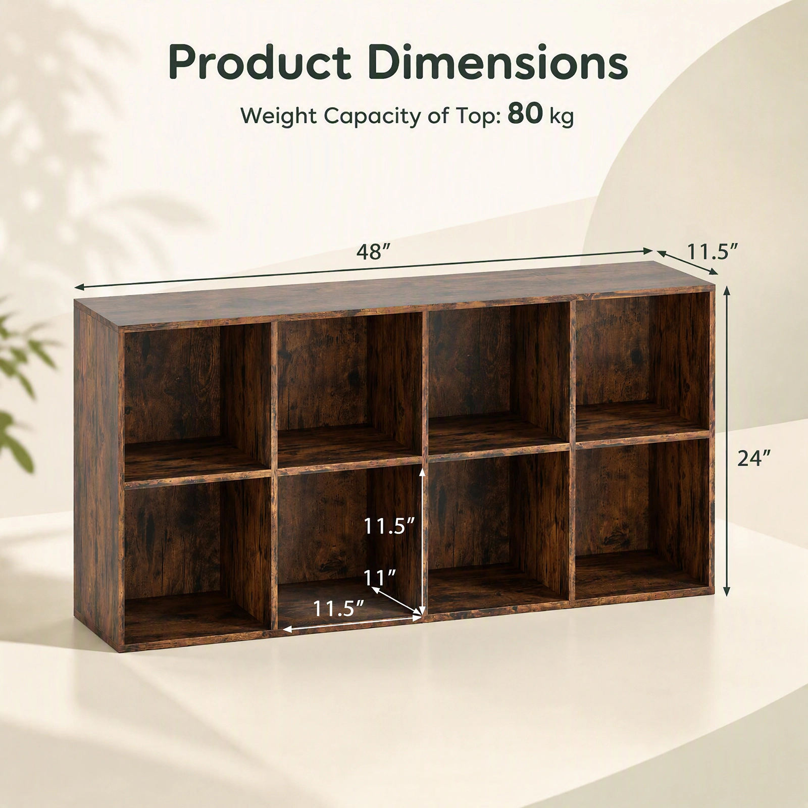 Costway 8-Cube Bookcase Bookshelf with 2 Anti-Tipping Kits Storage Organizer,Natural Natural