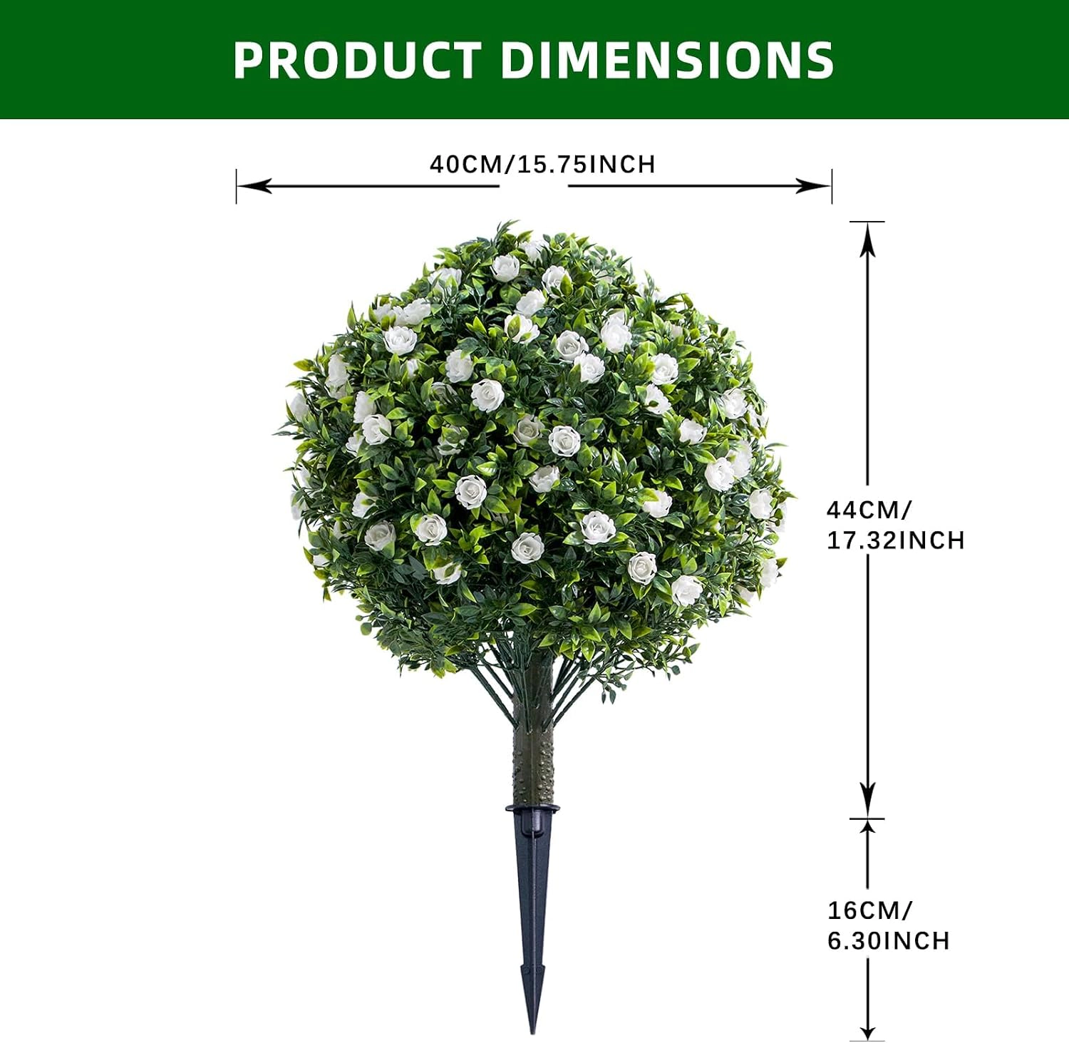 Artificial Topiary Trees, 2 Pack, White Rose, 1.97 x 1.31 ft