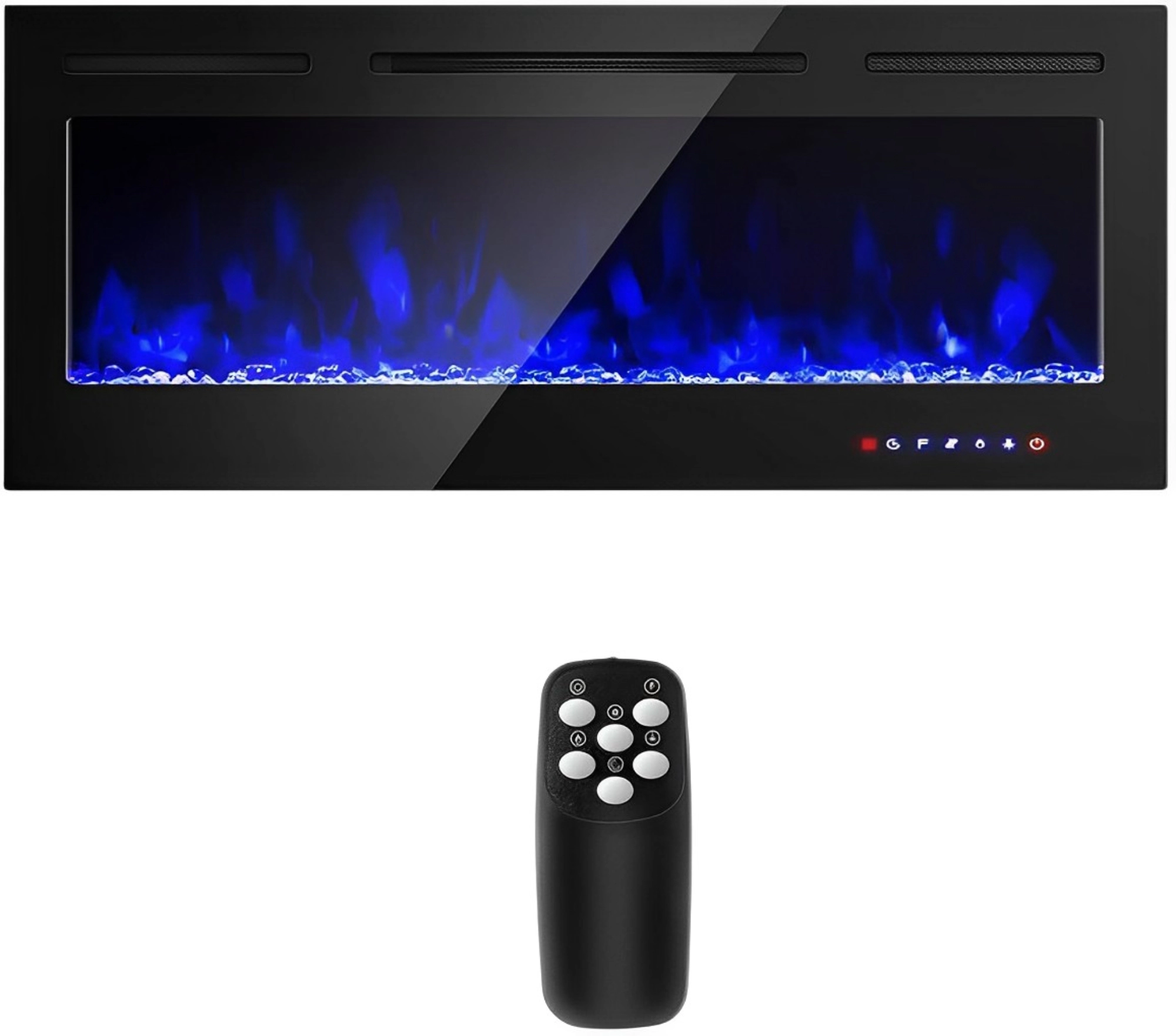 SUGIFT 50-Inch Recessed and Wall-Mounted Electric Fireplace with 9 Flame Colors Black