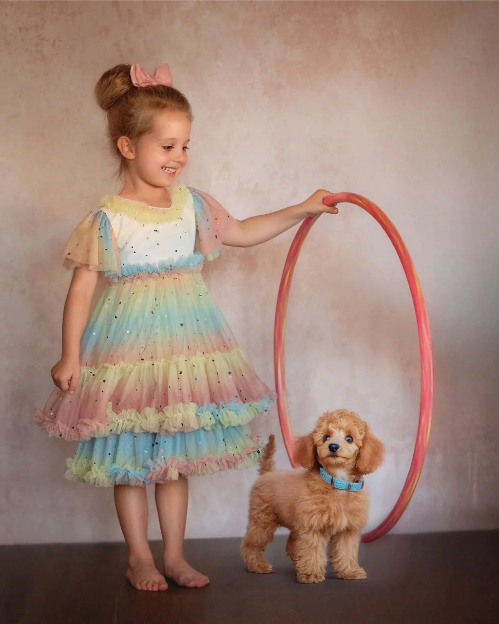 Faeella Girls Pastel Stardust Layered Tulle Birthday Dress