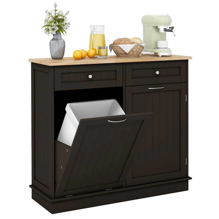 Hivvago Kitchen Tilt Out Trash Cabinet With 2 Drawers And Adjustable Shelf