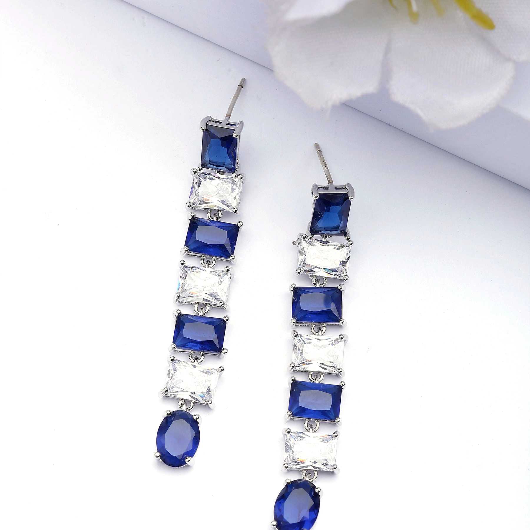 AGP PARIS Womens Blue Square Drop Earrings