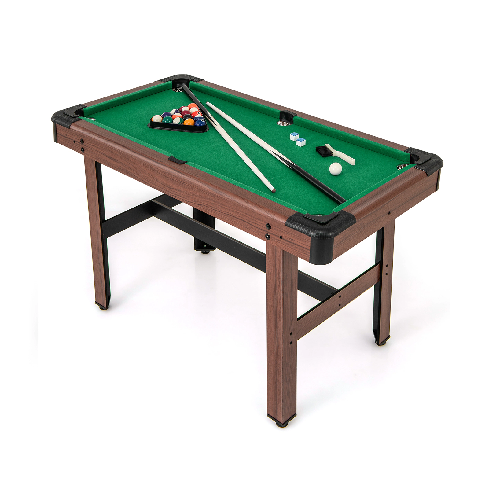 SUGIFT Green Wooden Pool Billiard Table with Full Ball Set and 36-in Cue Sticks 48-in W 24-in D 30-in H