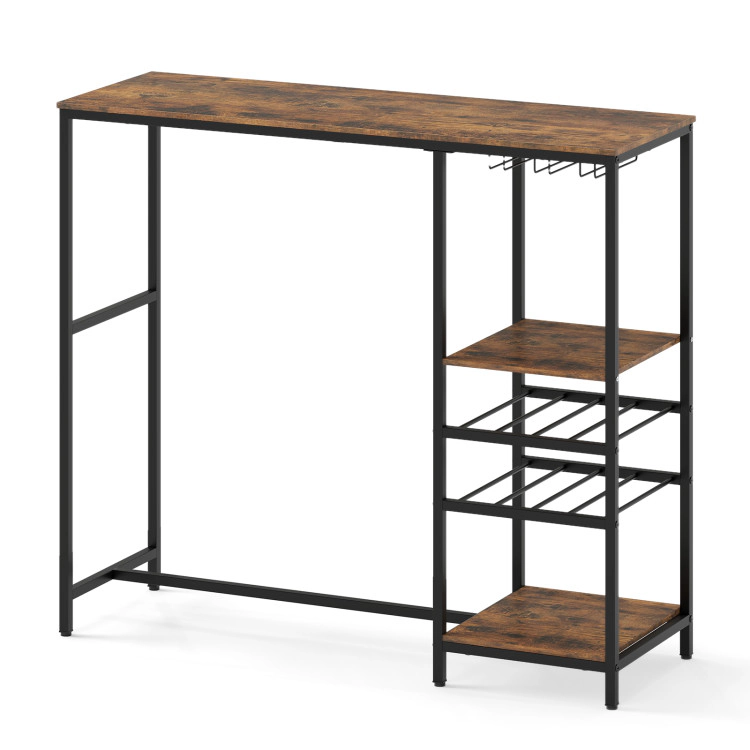 Hivvago Rectangular Bar Dining Table with Integrated Shelving for Storage