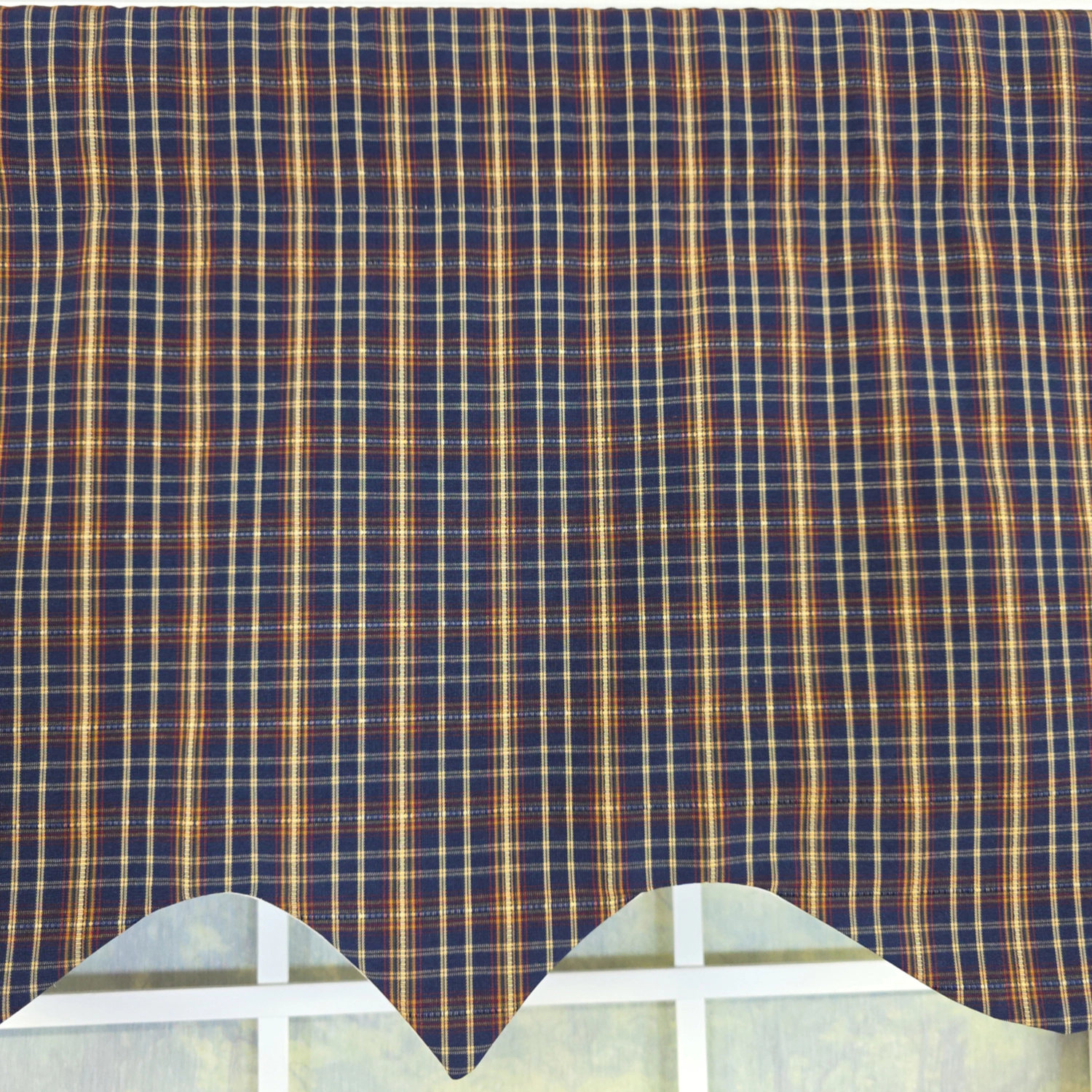 RLF Home 100% Cotton Palermo Regal  Fully lined Windows Rod Pocket Valance 50" x 17"  Navy