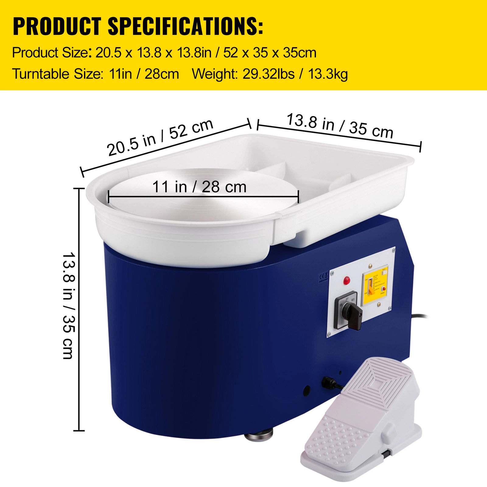 HONGGE Pottery Wheel Forming Machine with Pedal Art DIY Clay for