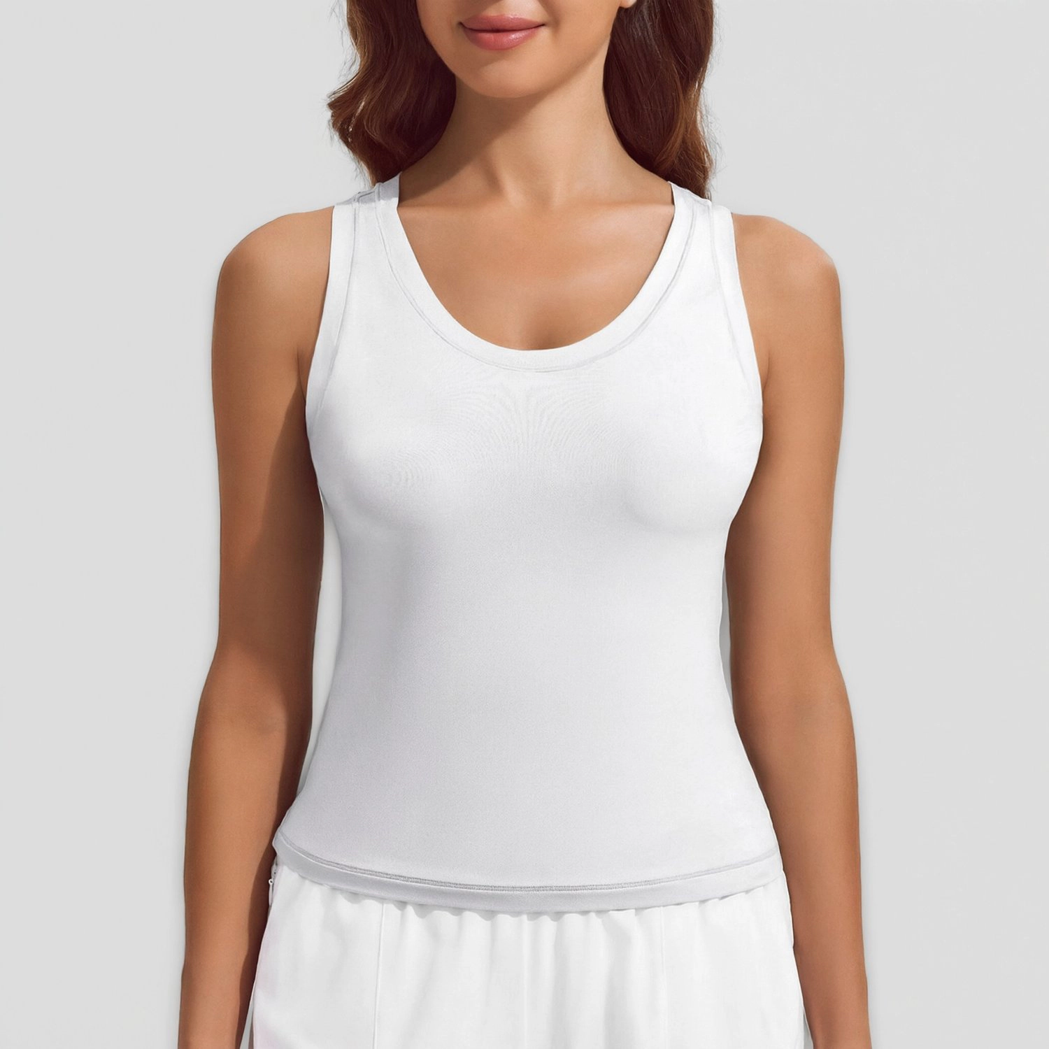Pinspark Womens Scoop Neck Ribbed Tank Tops Sleeveless Solid Casual Summer Basic