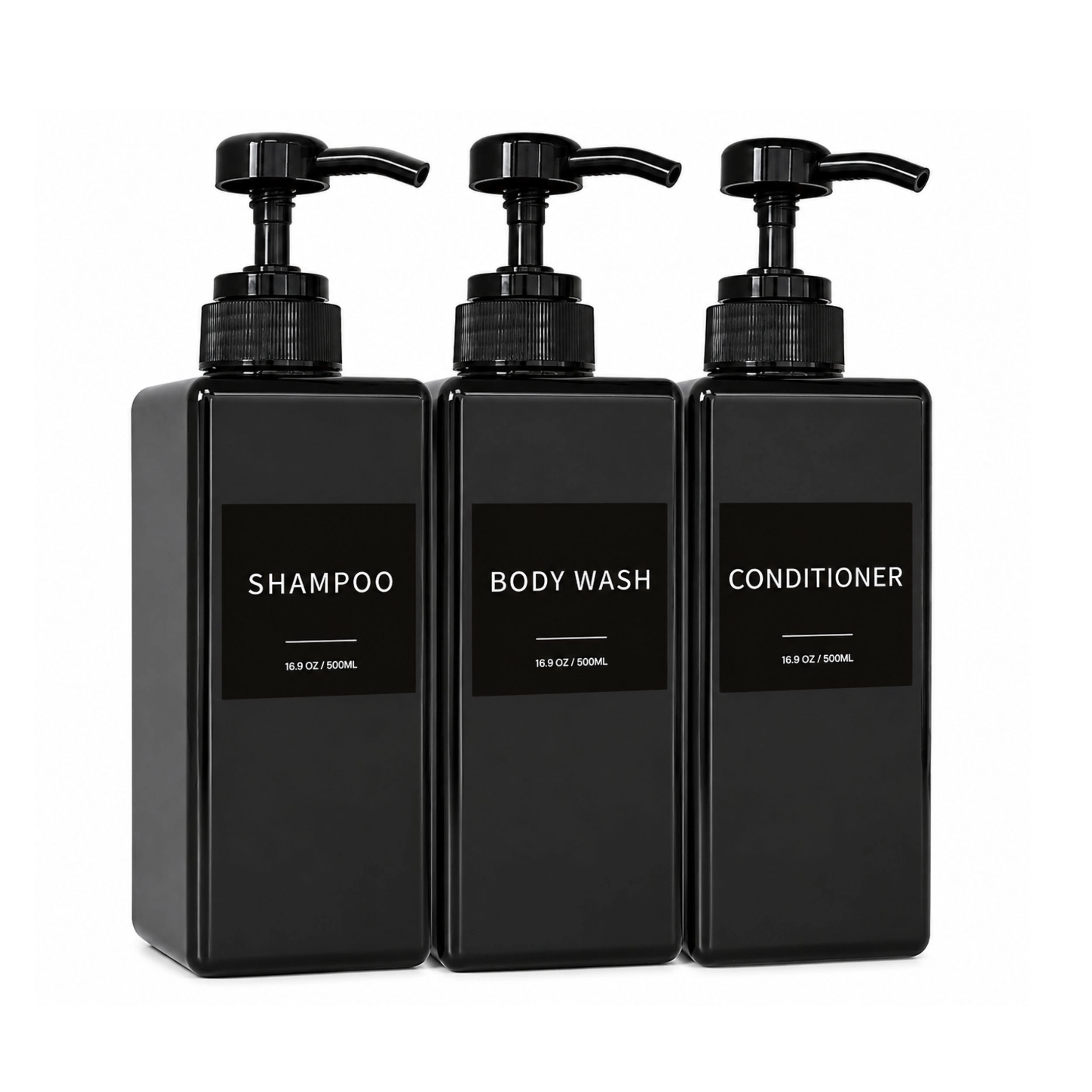 Stock Preferred Pack of 3 Shampoo Conditioner and Body Wash Pump Dispenser Set 16.9 Oz
