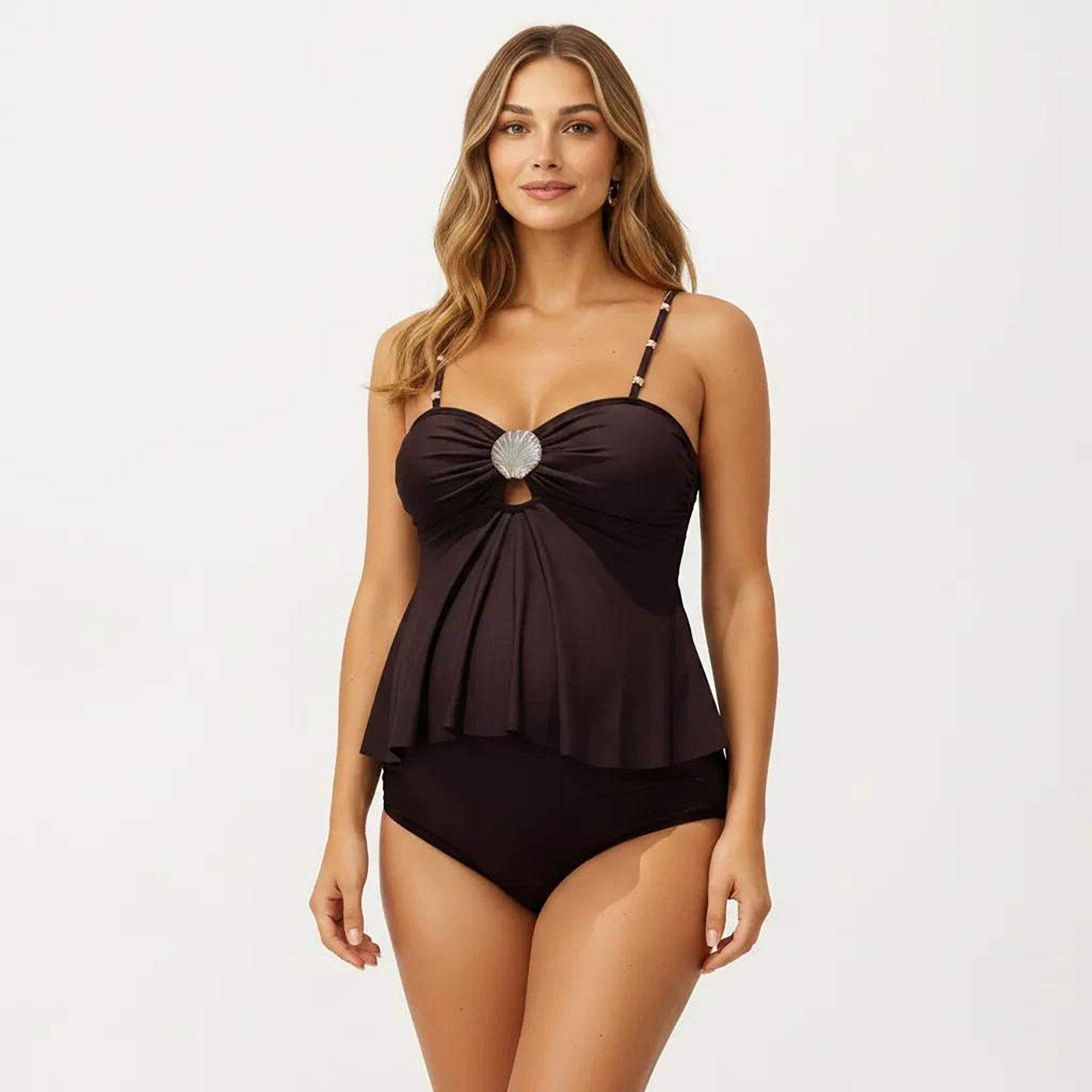 Anna-Kaci Women’s Maternity Tankini Swimsuit - Adjustable Straps, Tummy Control
