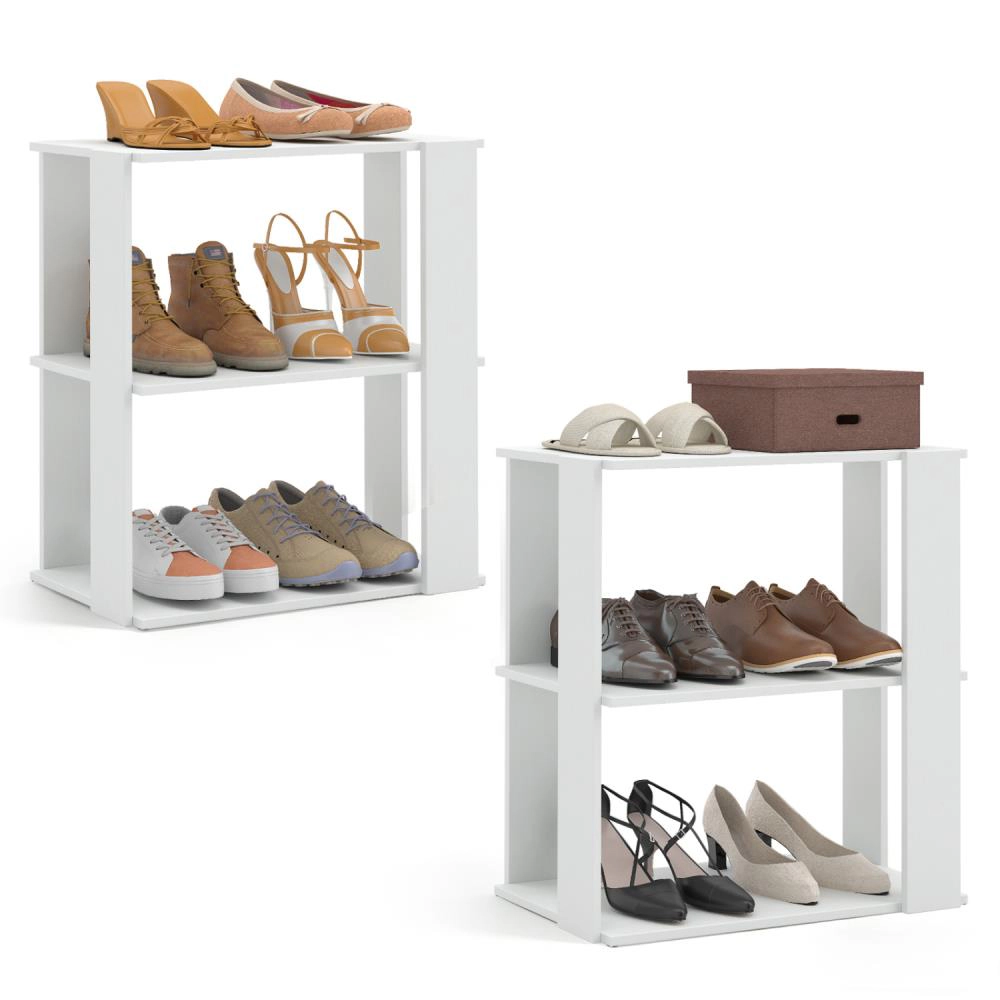Hivvago 3-Tier Shoe Rack Set of 2 with Stackable Design and Anti-Tipping Device for Closet