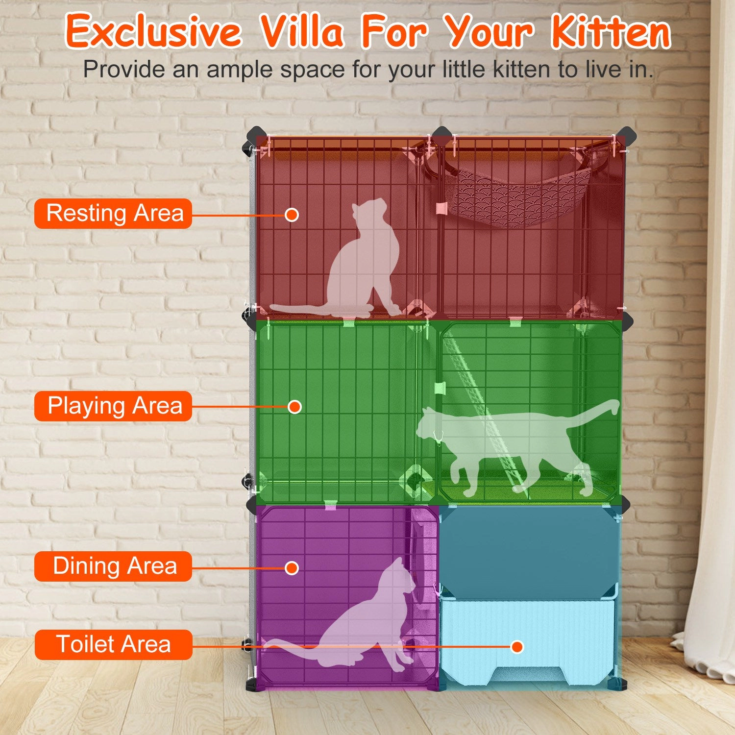 GBruno 3-Tier Metal Wire Cat Cage With Litter Box