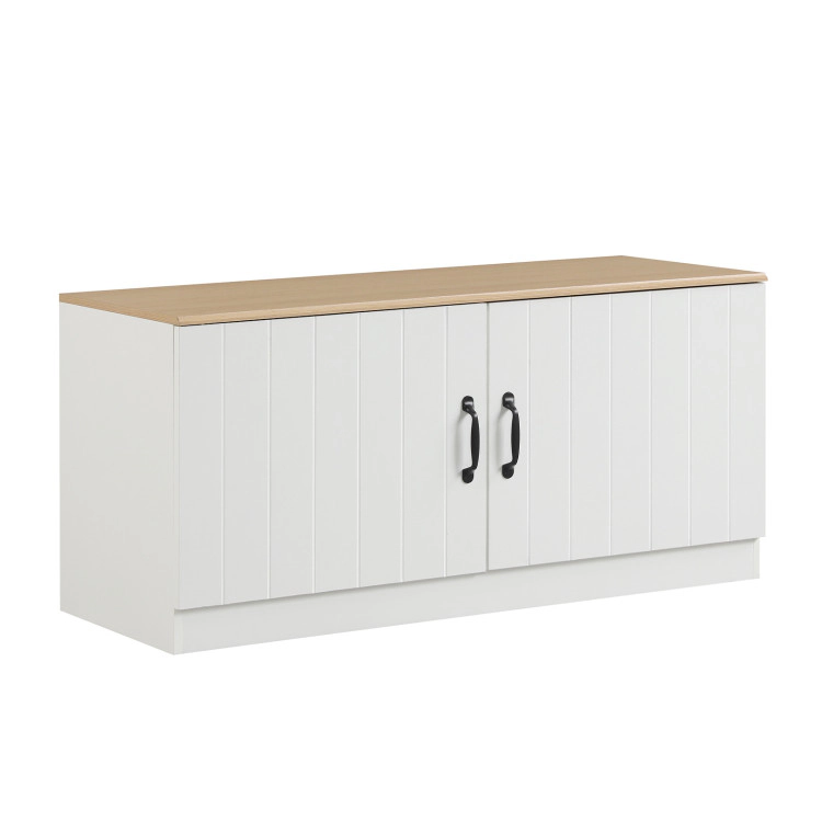 Hivvago 2-Door Shoe Bench Storage Cabinet with Adjustable Shelves