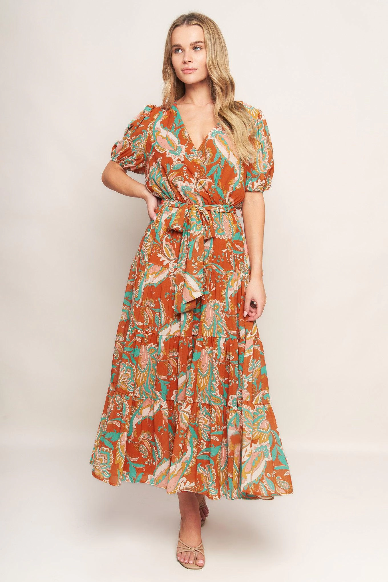 TRUEDAMES Women Can'T Live Without Rust Woven Midi Dress