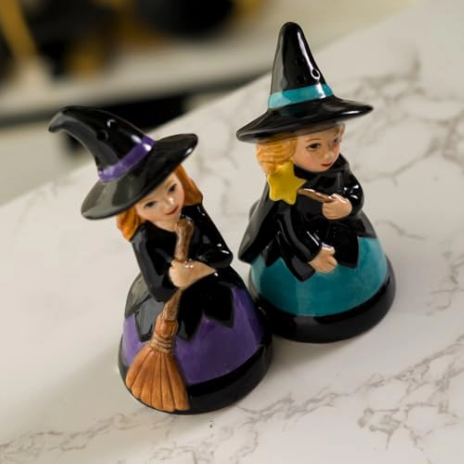 Pacific Giftware Magical Hocus Pocus Witches Ceramic Magnetic Salt and Pepper Shakers