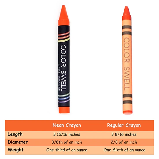 Color Swell Neon Crayons, 6 Packs, 8 per Pack (48 Total)