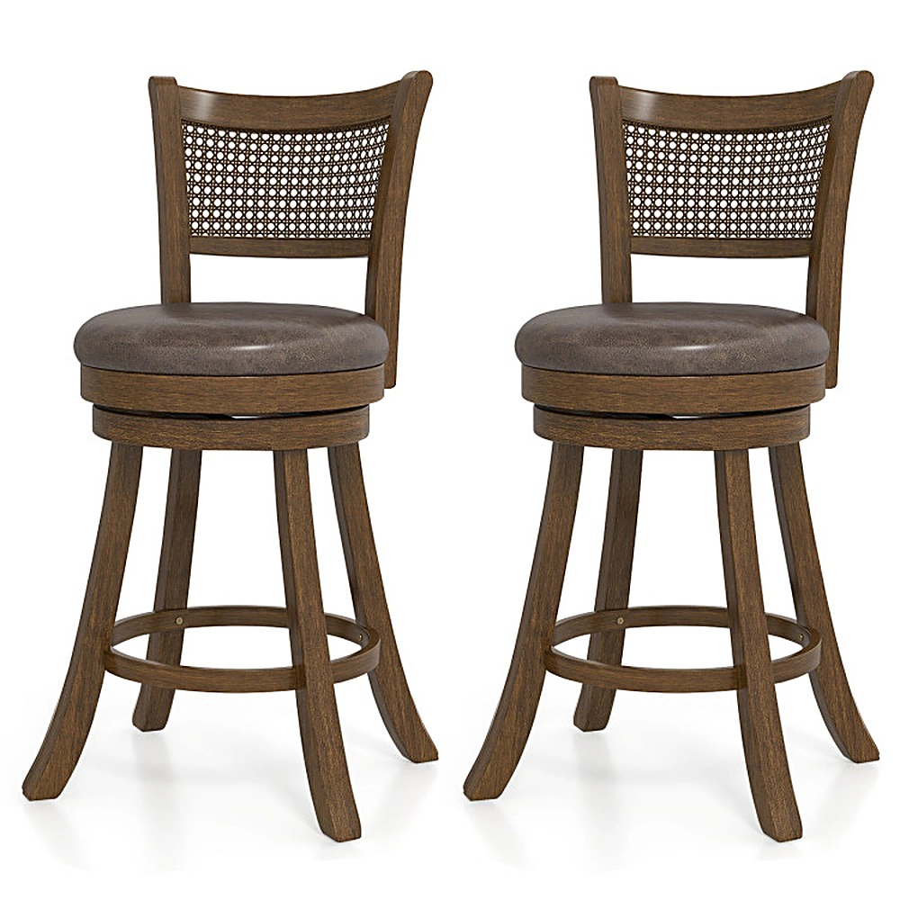 SUGIFT Swivel Counter Height Bar Stools with 25-in Seat 400-lb Capacity Brown