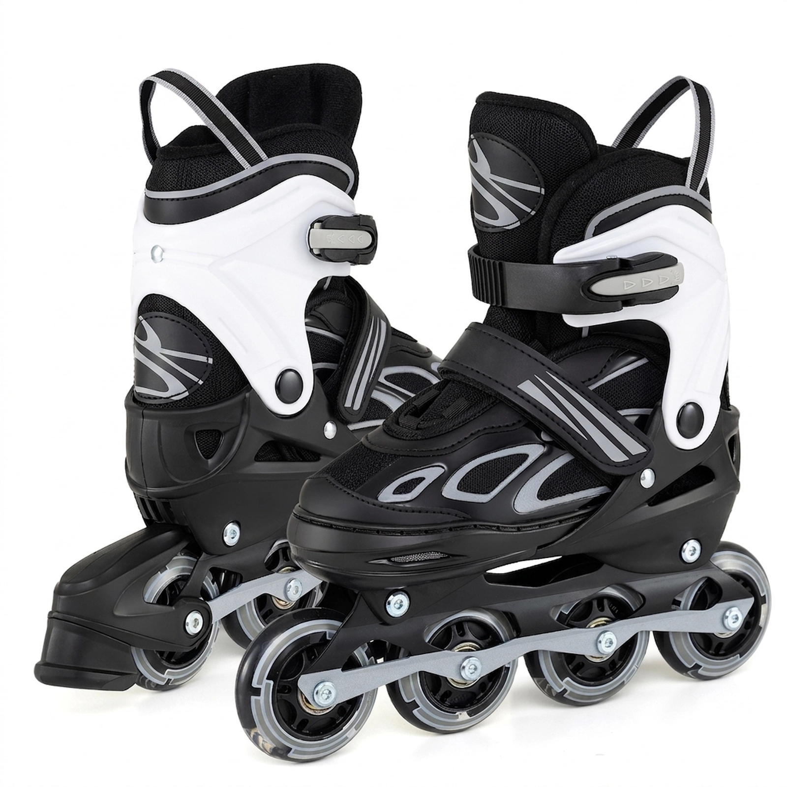 SUGIFT 4-Size Adjustable Kids Inline Skates with Light-up Wheels Ages 7-9 White & Black / Black & Blue / Purple & Black