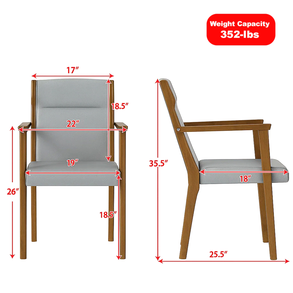 Hivvago Set of 2 High-Back Wooden Accent Chairs with Plush Upholstery and Cushioned Seat