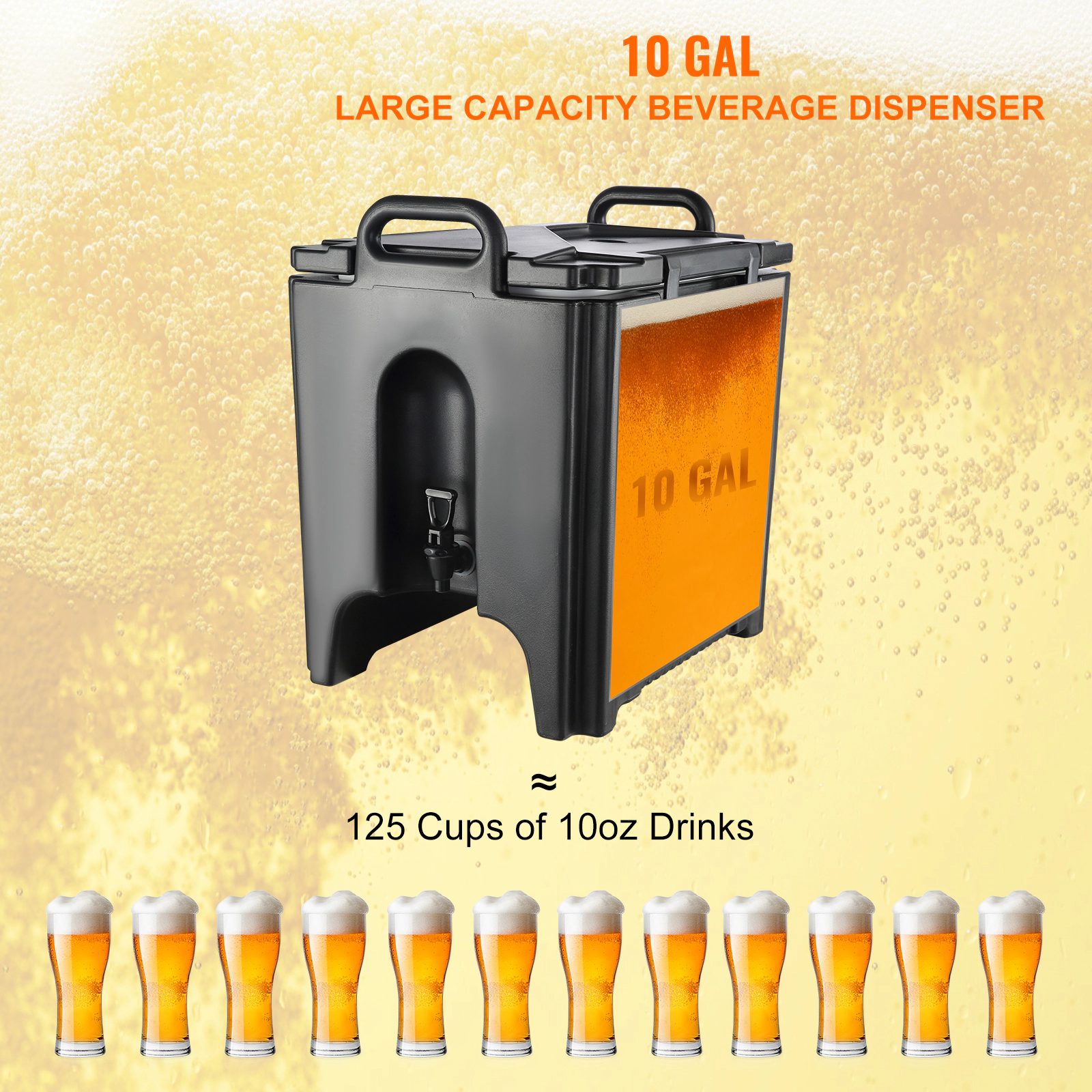 HONGGE Insulated Beverage Dispenser Food-grade Hot and Cold Beverage Server Thermal Drink Dispenser with Handle for