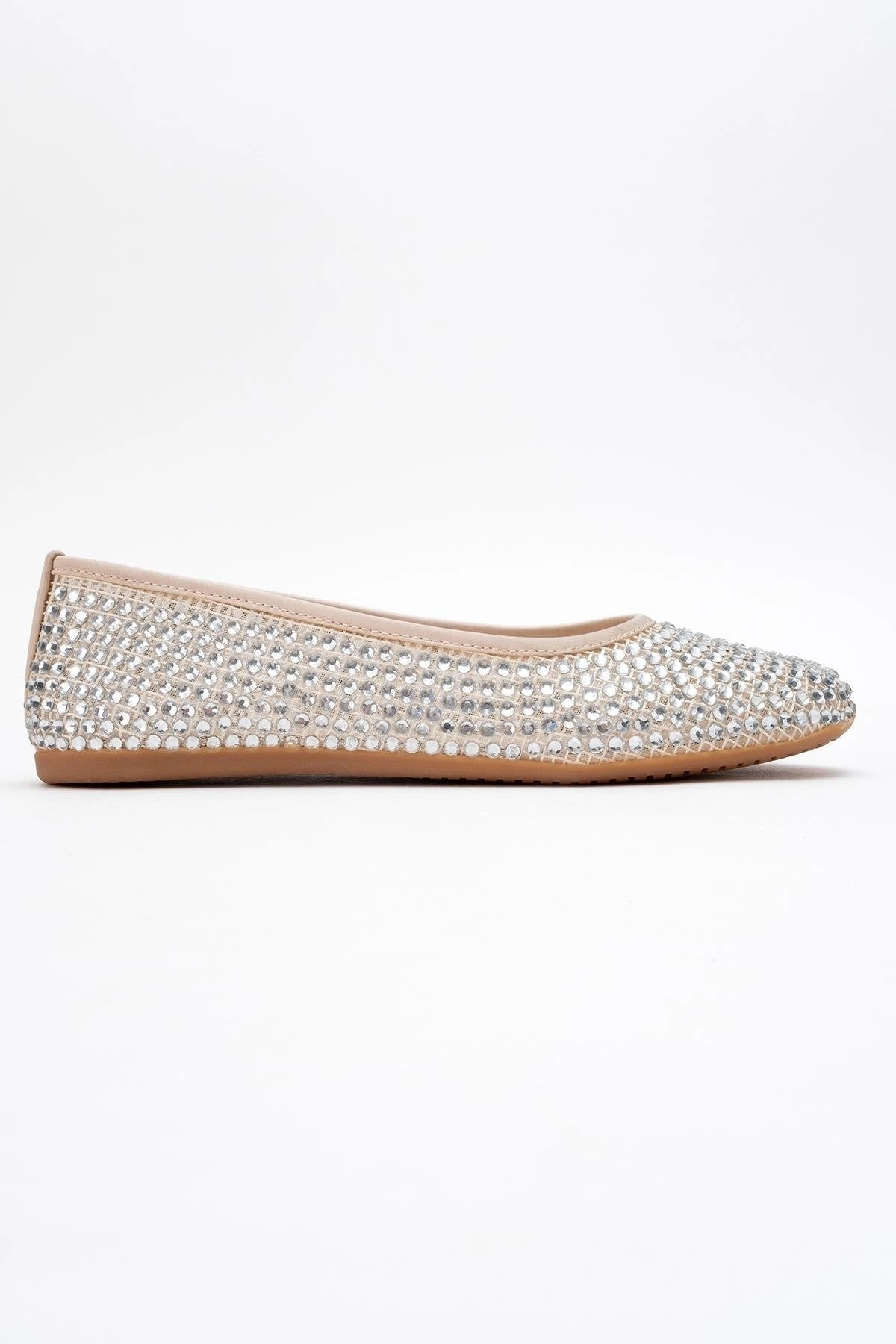 Prologue Shoes Womens Runway Mesh Embellished Ballet Flat
