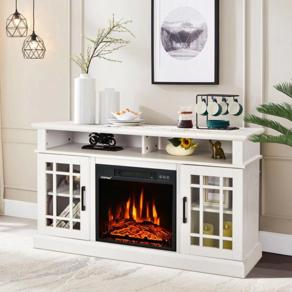 Hivvago 48 Inch Electric Fireplace Tv Stand With Cabinets For Tvs Up To 55
