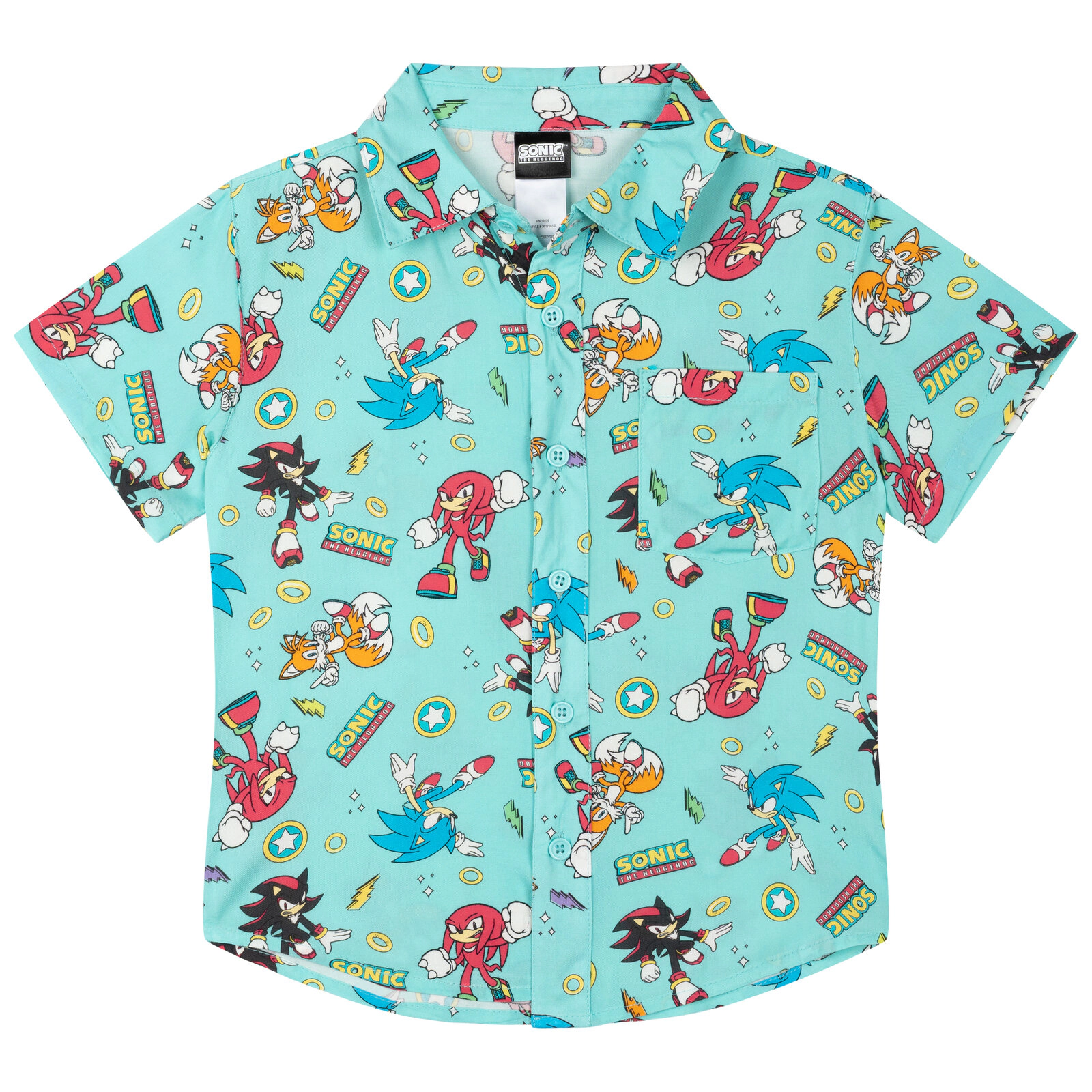 SEGA Sonic the Hedgehog Boys' Short Sleeve Button-Down Shirt