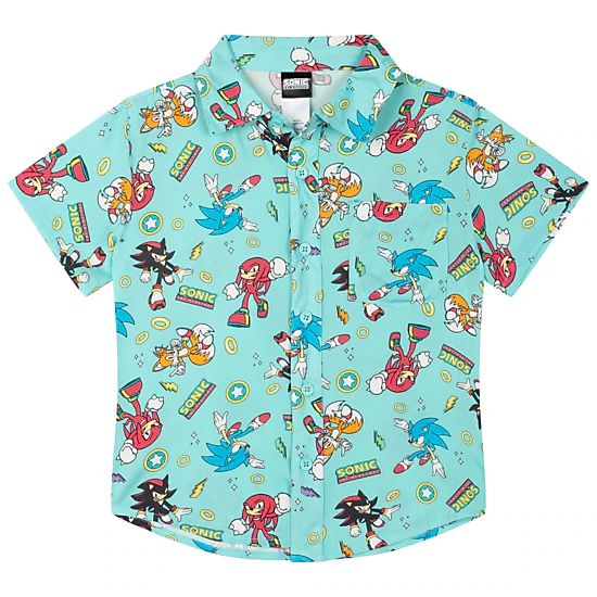SEGA Sonic the Hedgehog Boys' Short Sleeve Button-Down Shirt