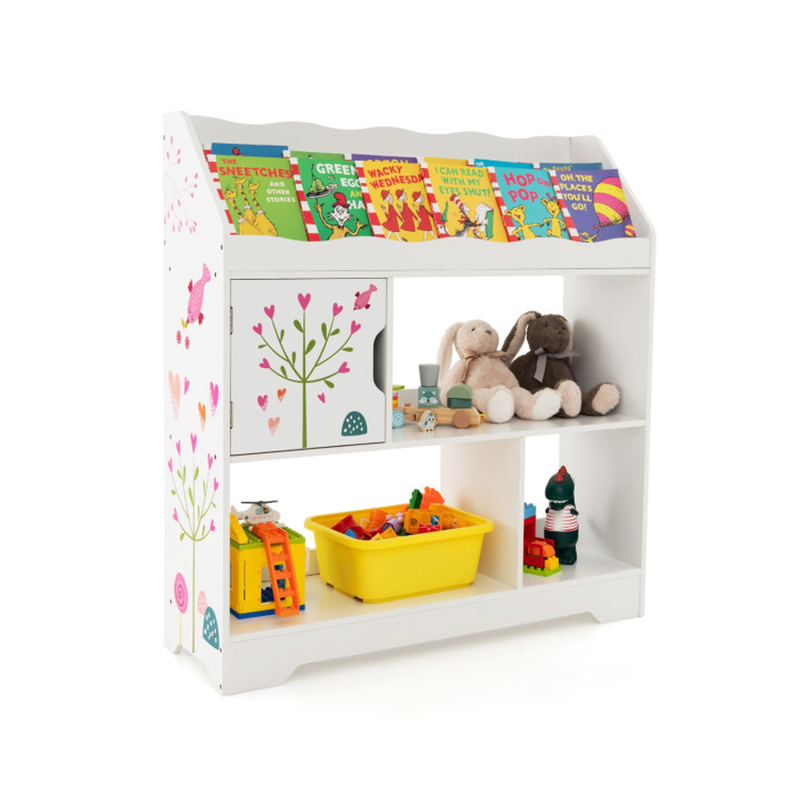 SUGIFT Kids 3-Tier Bookshelf 3 Compartments Toy Storage Organizer 36.5-in x 12-in x 39.5-in 44-lb Capacity White