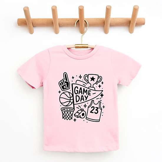 The Juniper Shop - Youth Short Sleeve Graphic T-Shirt - Basketball Game Day Doodles