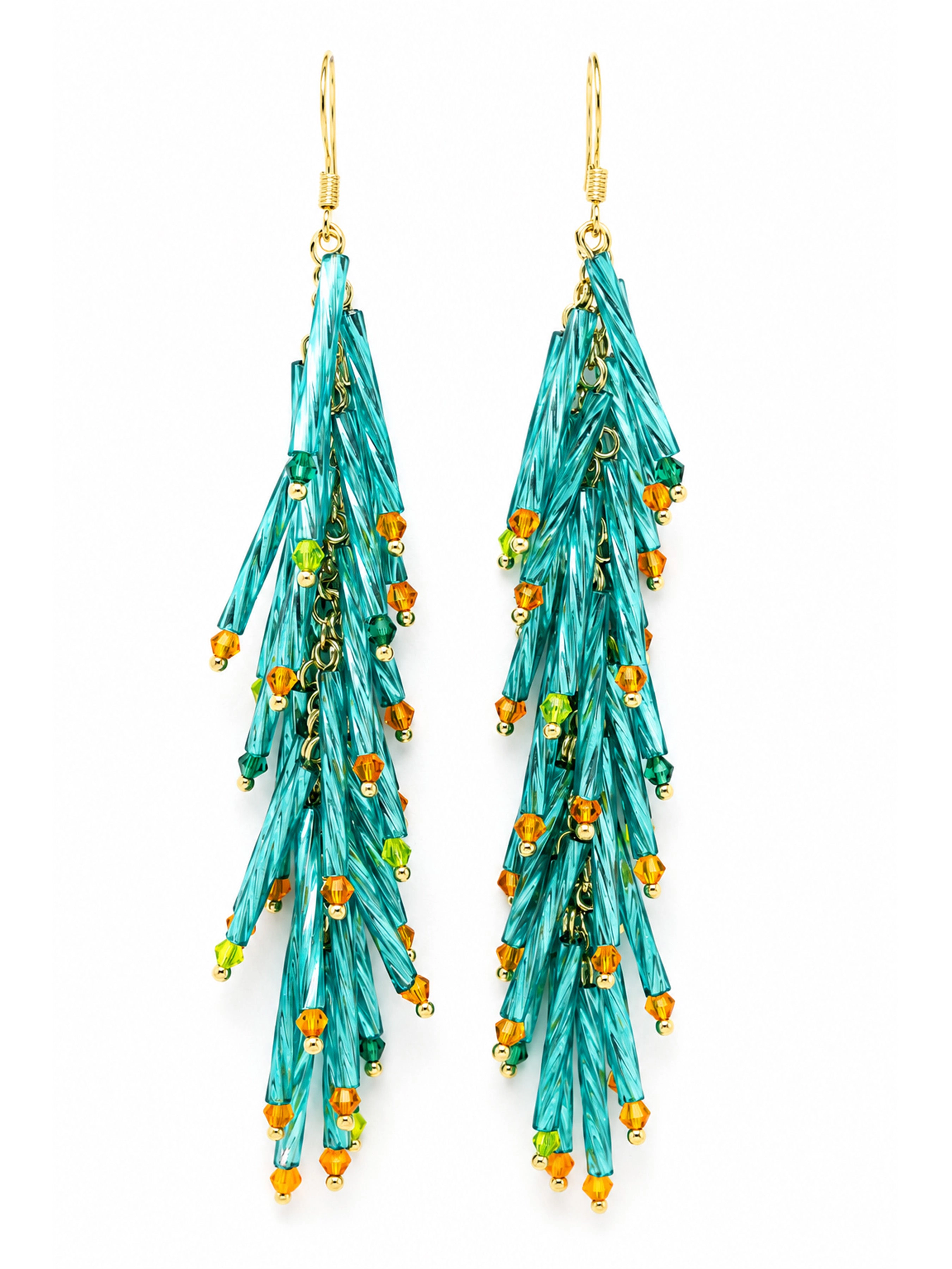 AGP PARIS Womens Blue Beaded Tassel Drop Earrings