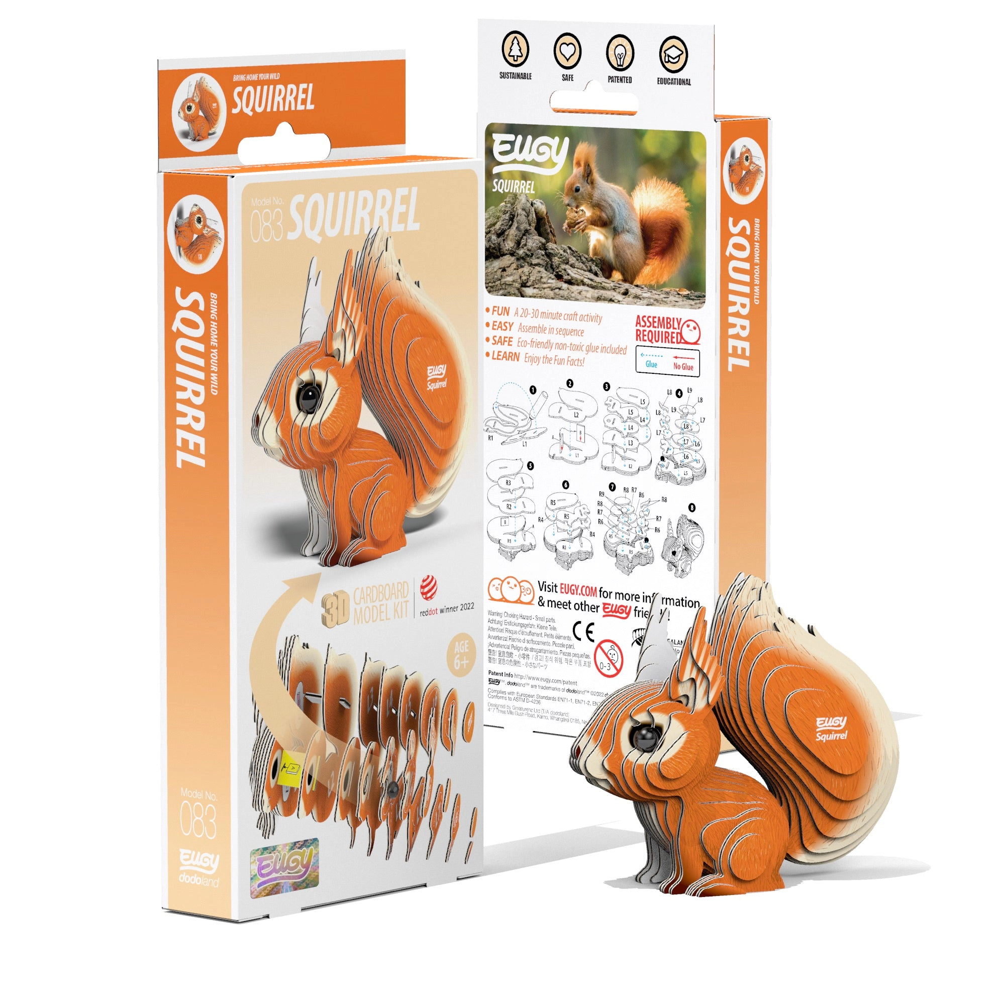 EUGY Squirrel 3D Puzzle - contains 36 puzzle pieces