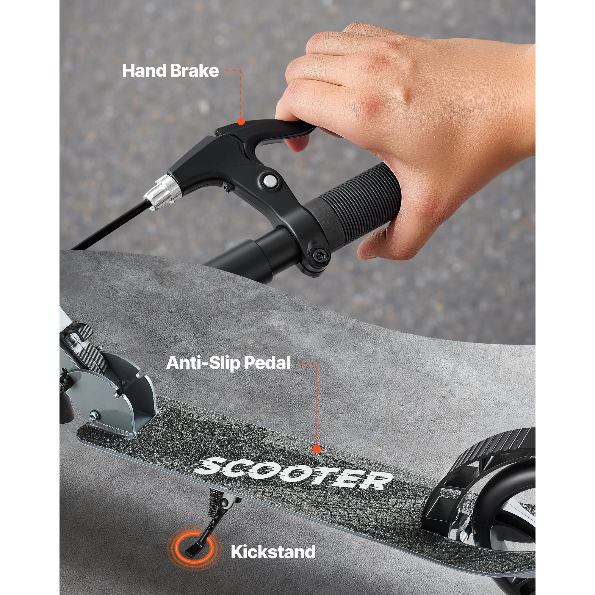 HONGGE Kids Kick Scooter for Ages 8+, Teens & Adults, Foldable Aluminum Alloy Frame, Adjustable Handlebar