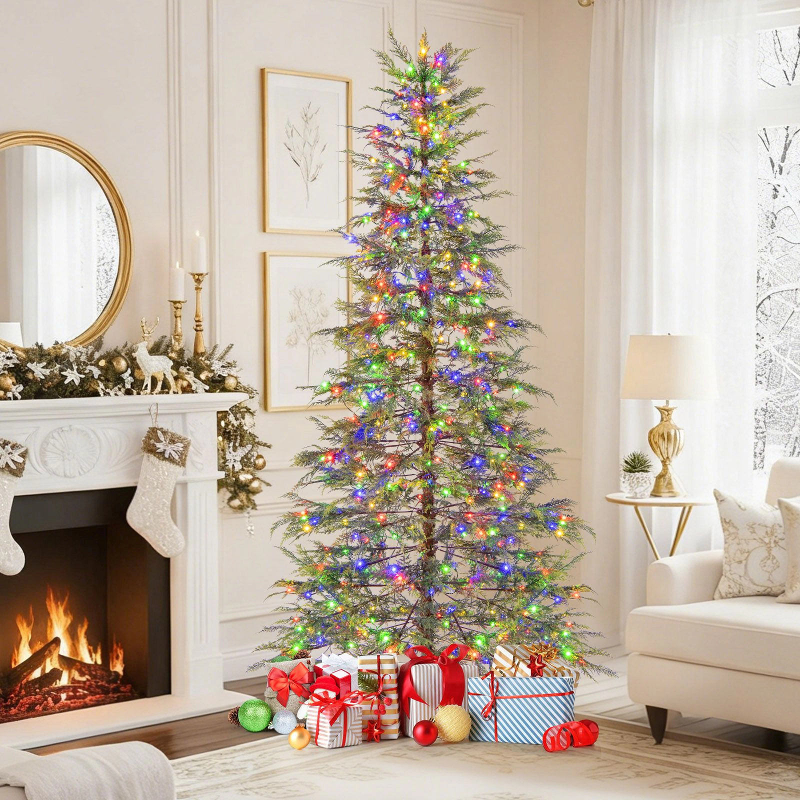 SlickBlue Pre-Lit Xmas Tree with Realistic Branch Tips & LED Lights
