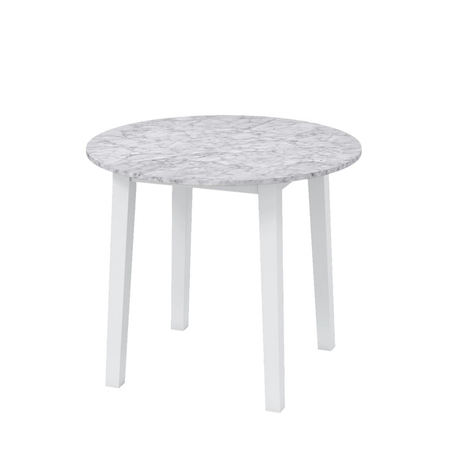 SUGIFT 35-in Round 286-lb Capacity Dining Table with Marble-Textured Veneer Tabletop and Rubber Wood Legs