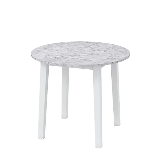 SUGIFT 35-in Round 286-lb Capacity Dining Table with Marble-Textured Veneer Tabletop and Rubber Wood Legs