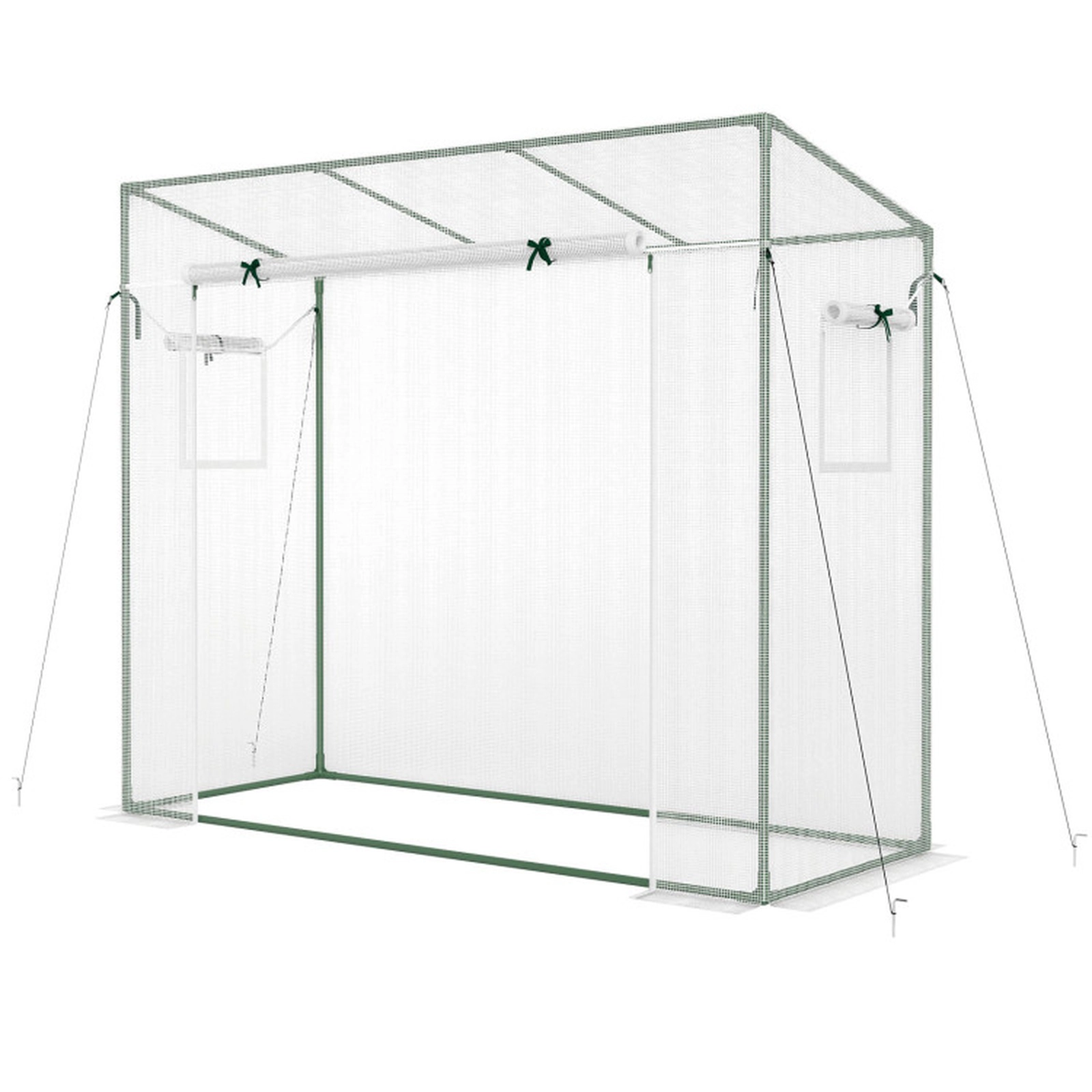 SUGIFT 6.6-ft x 2.5-ft Walk-in Greenhouse with PE Cover Roll-Up Zipper Door and 2 Mesh Screen Windows
