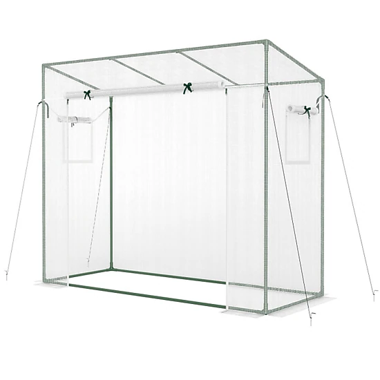 SUGIFT 6.6-ft x 2.5-ft Walk-in Greenhouse with PE Cover Roll-Up Zipper Door and 2 Mesh Screen Windows