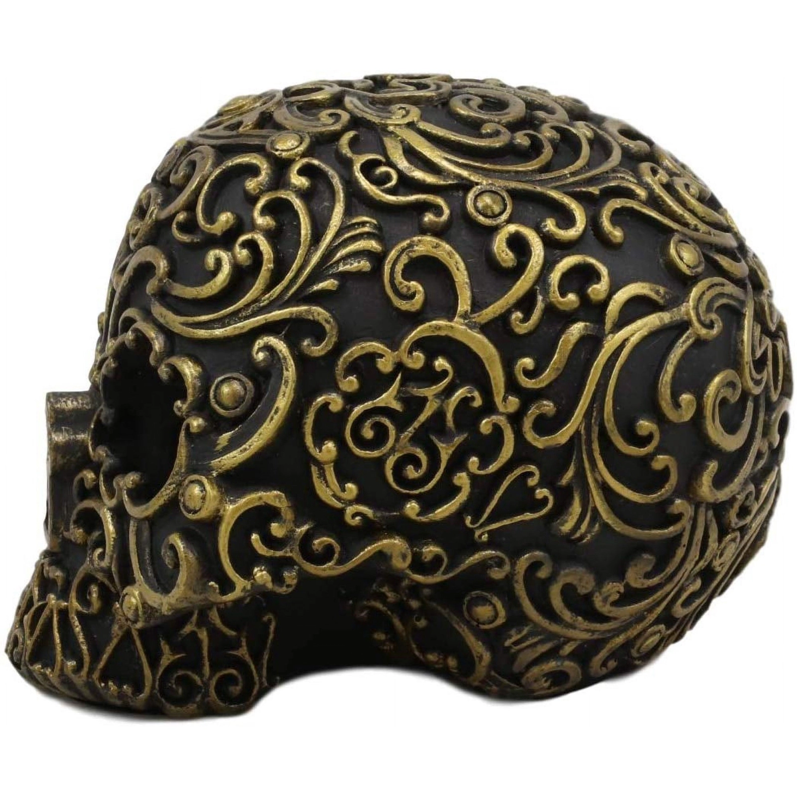 Pacific Giftware Royal Persian Black and Gold Keyhole Skull Figurine 6 inch Long Skeleton Decor