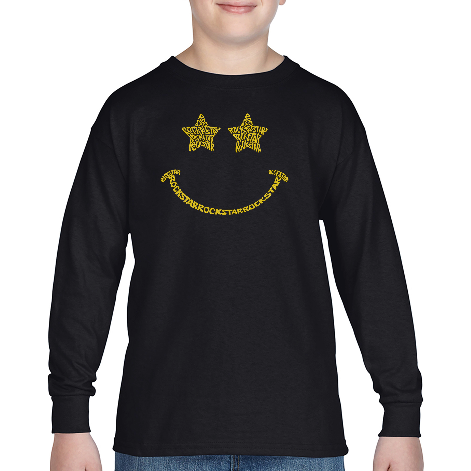 LA Pop Art Boys Long Sleeve T-Shirt -  Rockstar Smiley