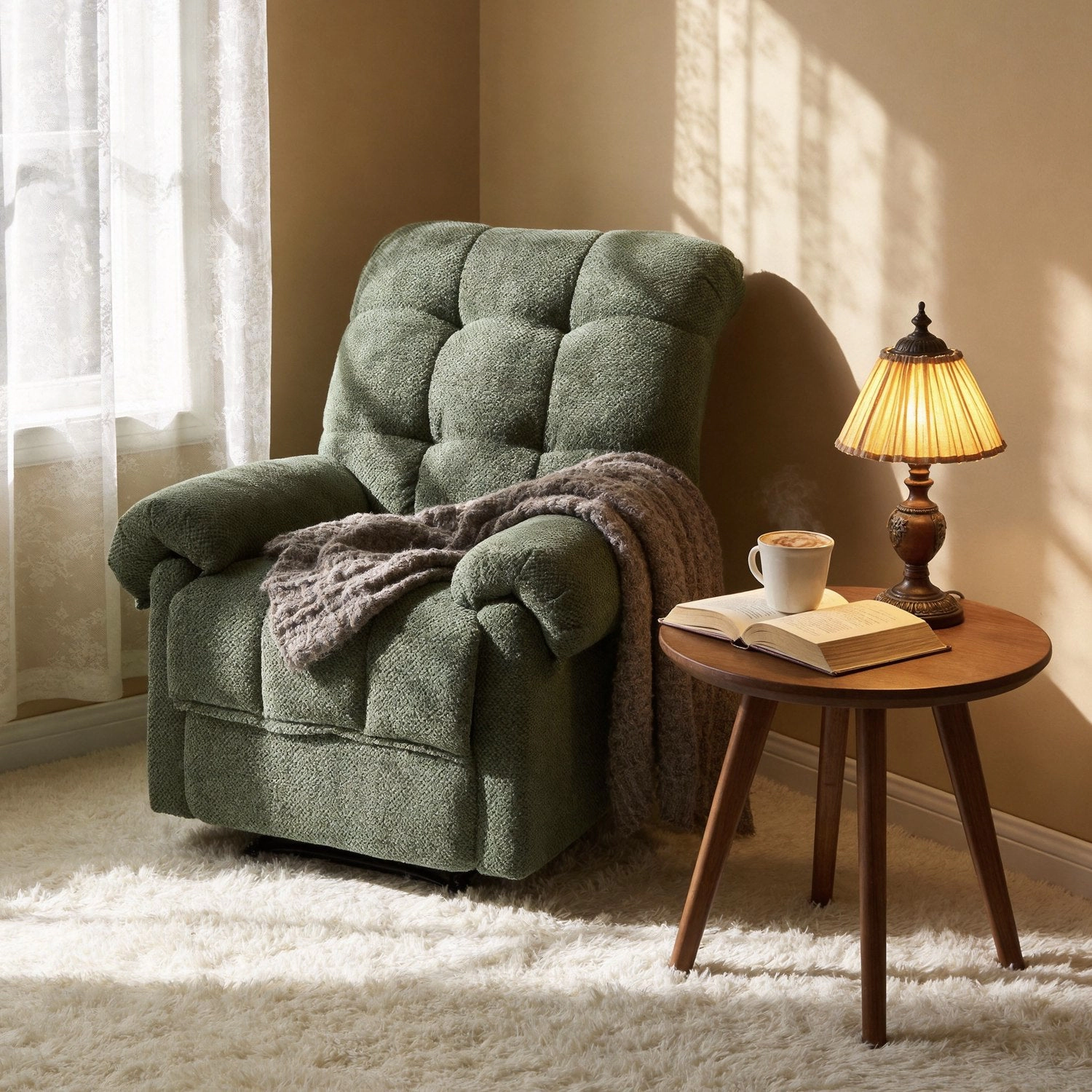 GBruno Overstuffed Fabric Reclining Lounge Chair