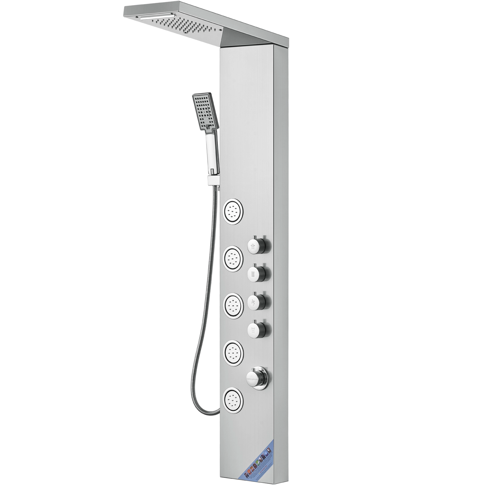 HONGGE 4-Function Shower Tower Panel, Rainfall, Waterfall & 5 Body Massage Jets