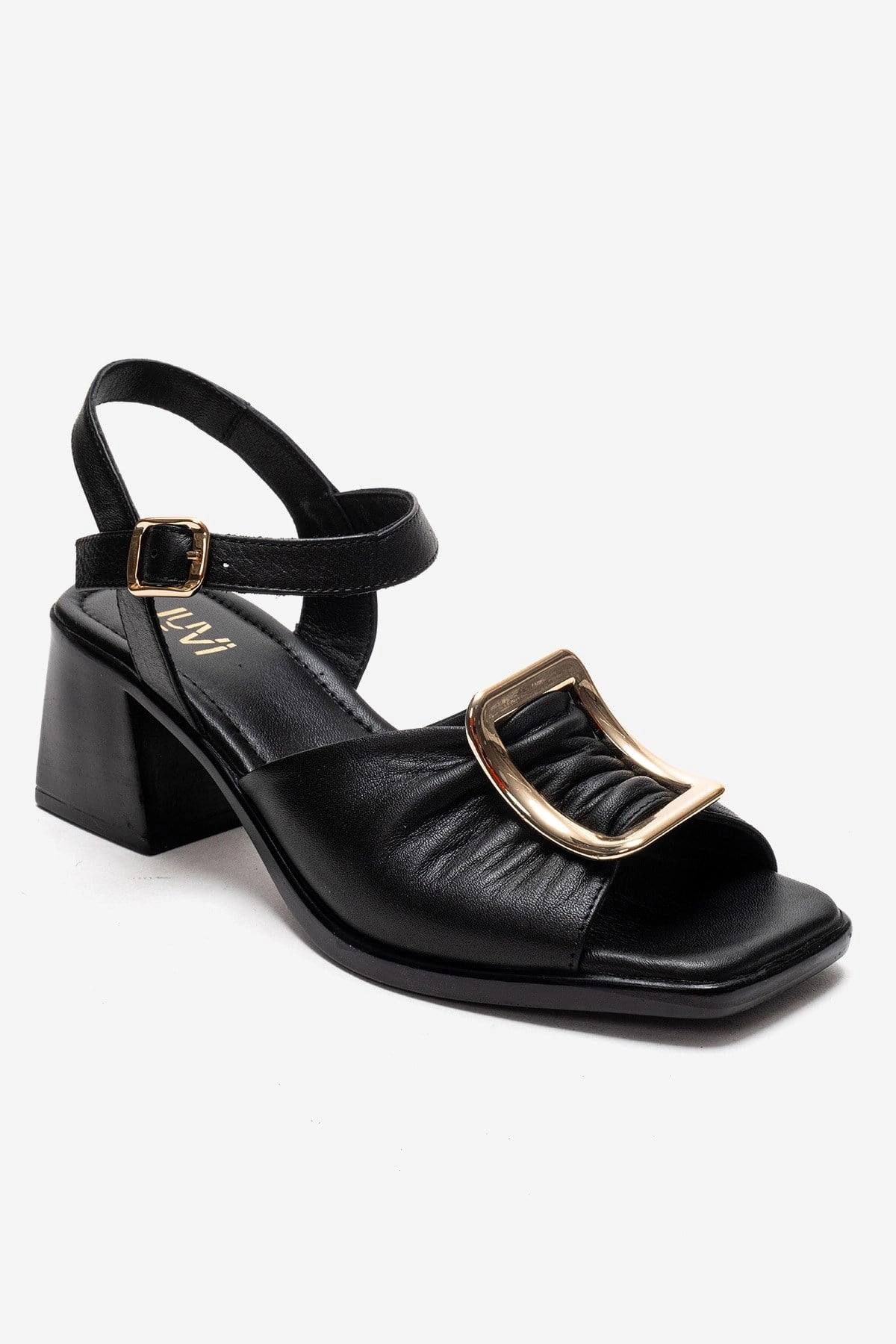 Forever & Always Womens Asha Leather Block Heel Sandal