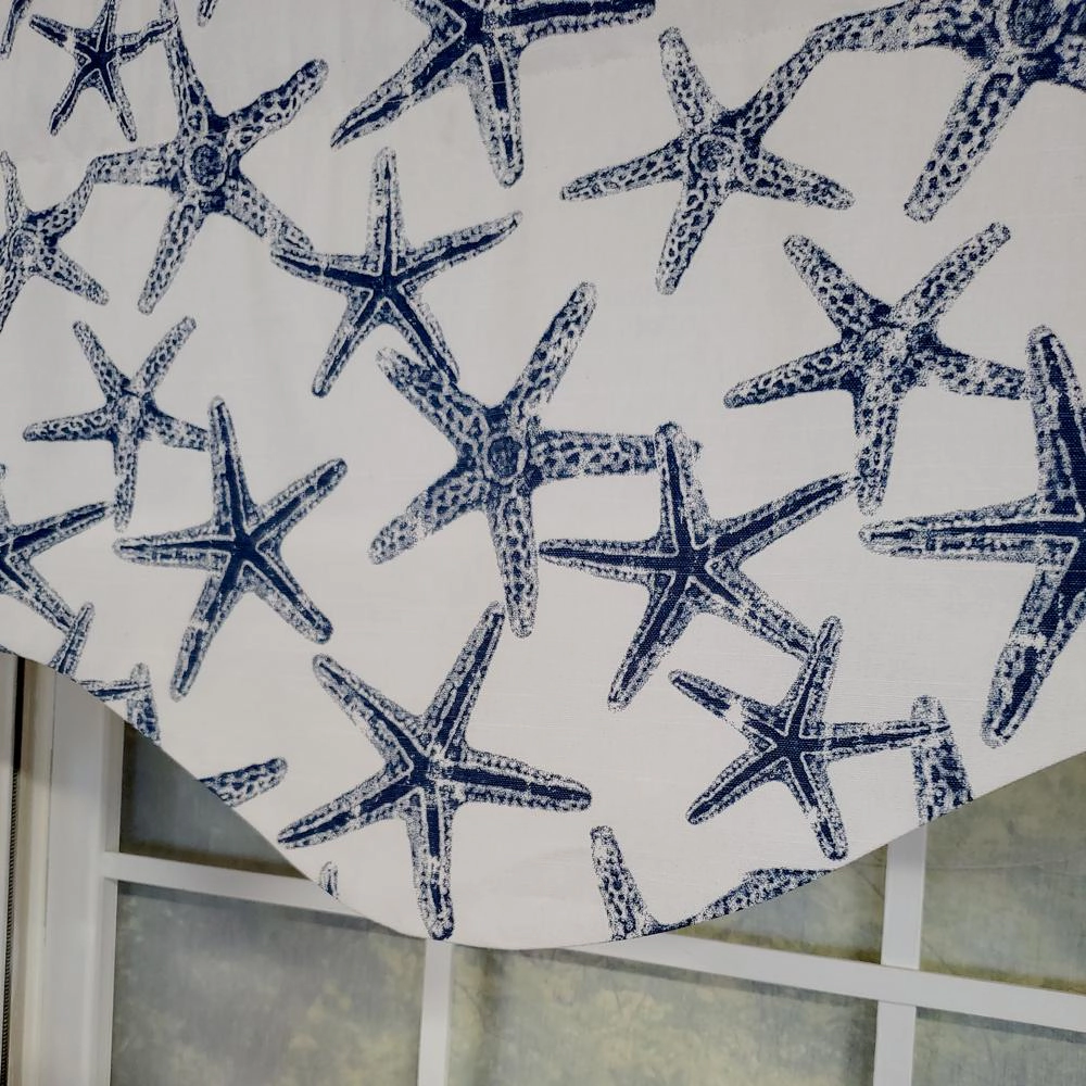 RLF Home Sea Friends Cornice 3" Rod Pocket Lining Luxurious and Elegant Window Treatment Valance 50" x 17" Navy