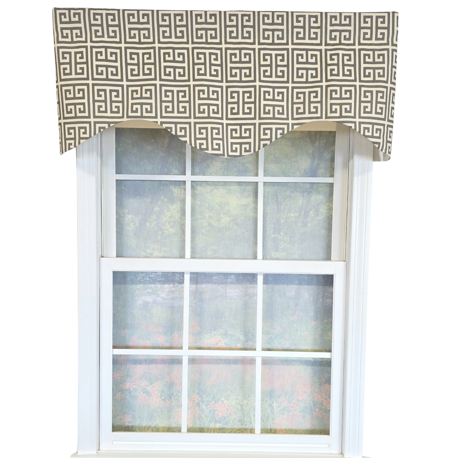 RLF Home 100% Cotton Tower Cornice With Poly/Cotton Ivory lining Rod Pocket Valance 50" x 17" Beige
