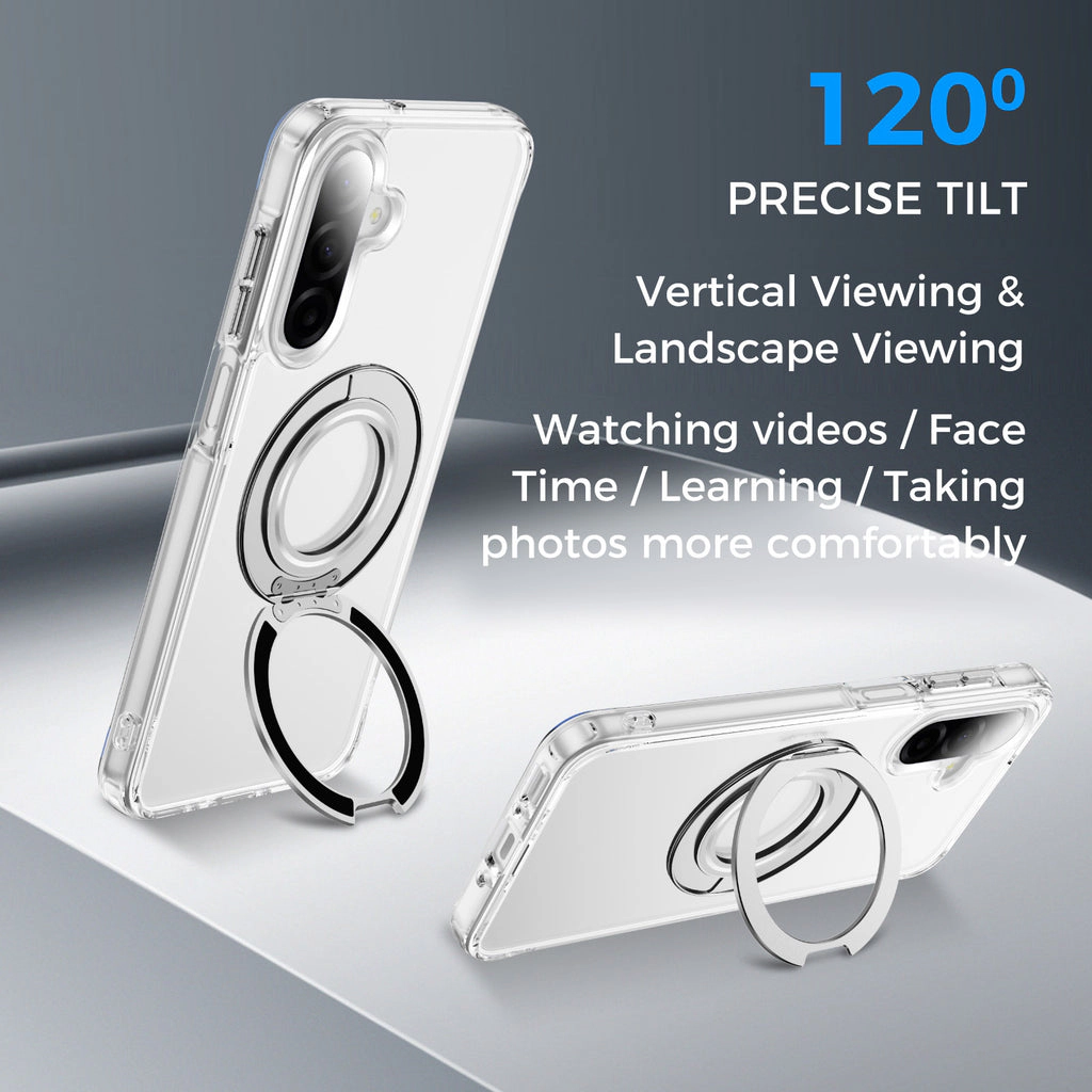 Alpha Digital Made for Galaxy A17 5G, Magnetic Ring Stand, Shockproof - Clear Phone Case