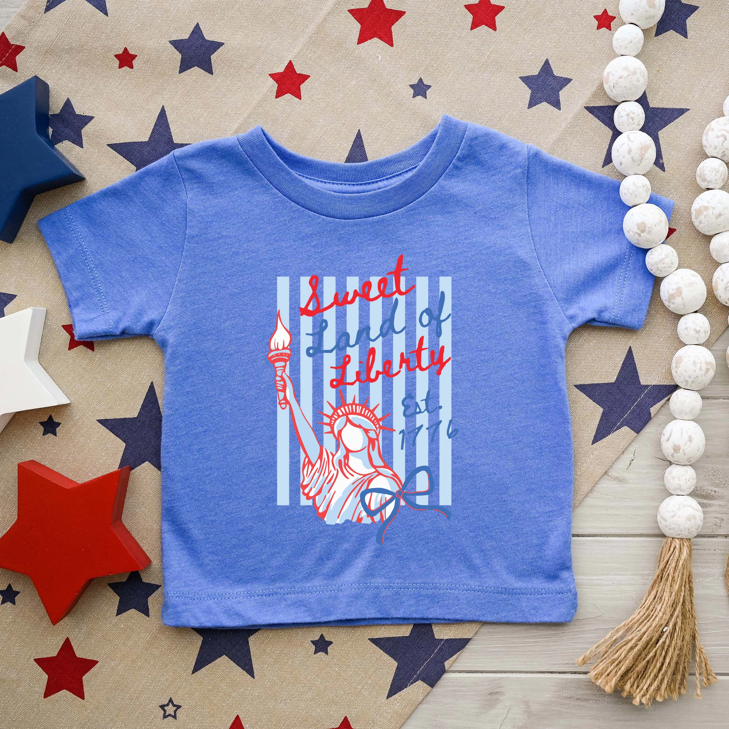 The Juniper Shop - Sweet Land of Liberty Stripes Toddler Short Sleeve Graphic T-Shirt